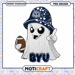 BYU Ghost Character Holding Football PNG Instant Download