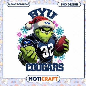BYU Cougars Grinch Football PNG Instant Download Design