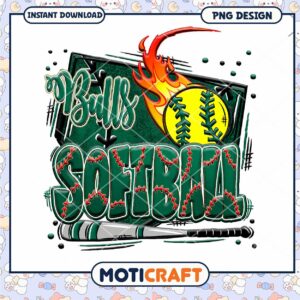 Bulls Softball PNG Design Instant Download for Fans