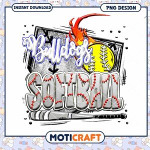 Bulldogs Softball PNG Graphic Design Instant Download