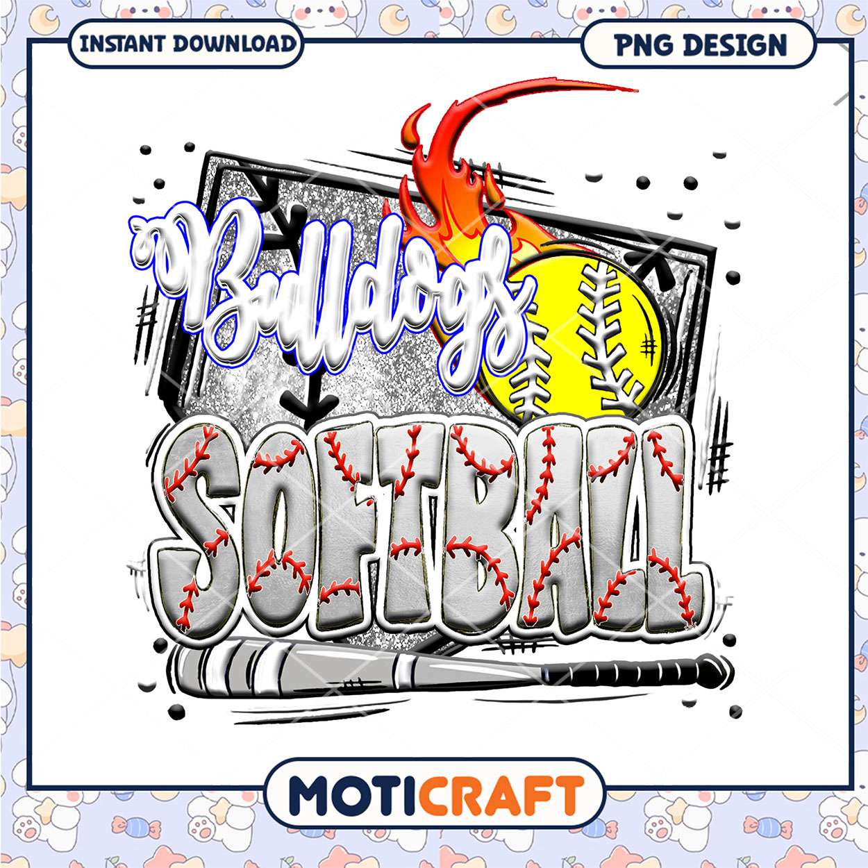 Bulldogs Softball PNG Graphic Design Instant Download Bulldogs Softball PNG Graphic Design Instant Download