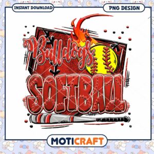Bulldogs Softball Team PNG Design for Instant Download