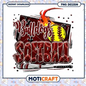 Bulldogs Softball Design PNG for Instant Download Art