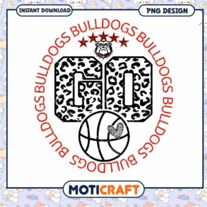 Bulldogs Go Basketball PNG Design Instant Download Art