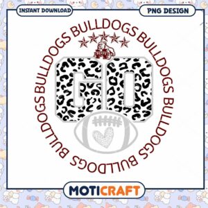 Bulldogs Go Football PNG Design for Instant Download