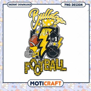 Bulldogs Football PNG Design for Instant Download Kids
