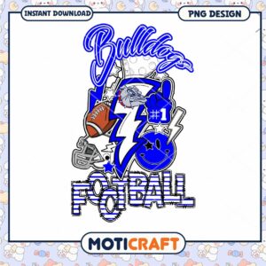 Bulldogs Football PNG Design Instant Download Art
