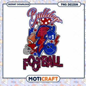 Bulldogs Football PNG Design for Instant Download Art