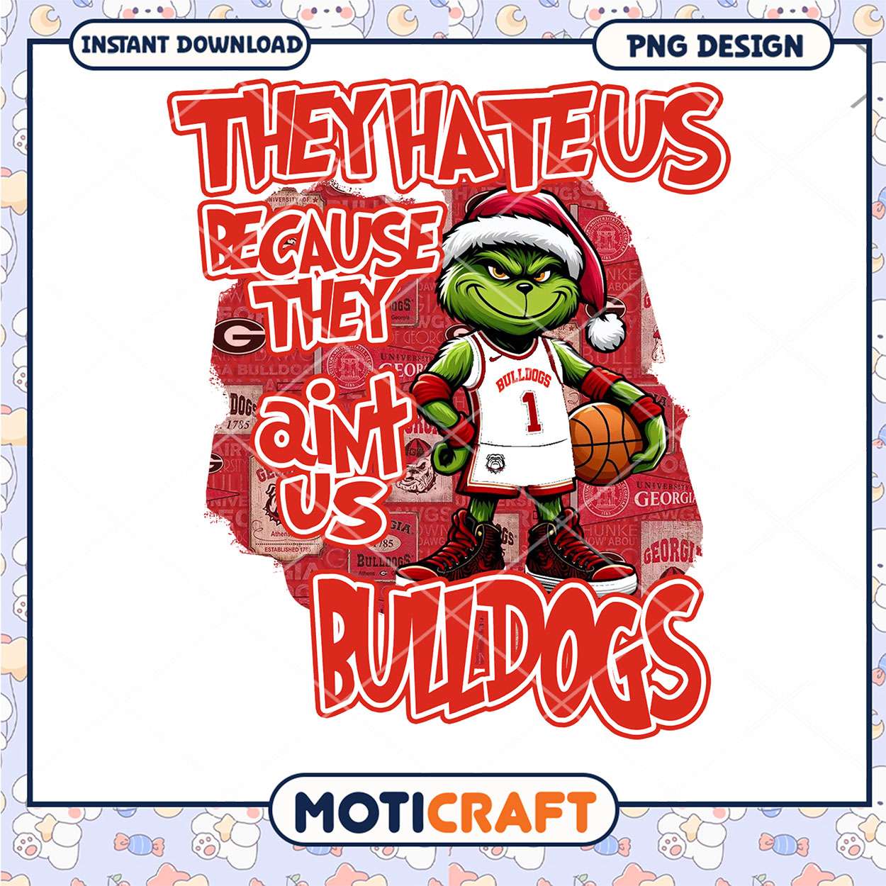 Bulldogs Christmas Grinch Basketball PNG Design Download Bulldogs Christmas Grinch Basketball PNG Design Download