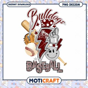 Bulldogs Baseball PNG Design for Instant Download Fun