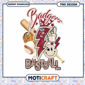 Badgers Baseball PNG Instant Download Graphic Design