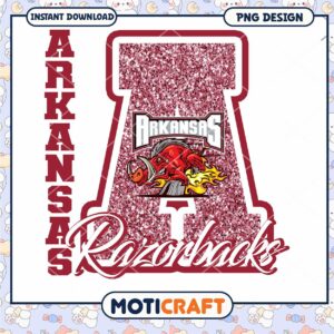 Arkansas Razorbacks Glitter PNG Design Instant Download
