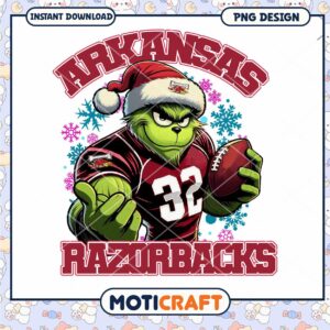 Arkansas Razorbacks Grinch PNG Design Instant Download