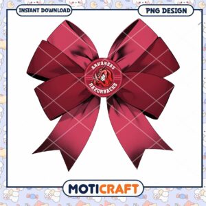 Arkansas Razorbacks Bow Design PNG Instant Download