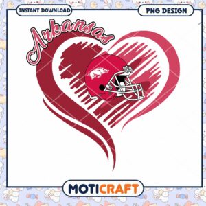 Arkansas Football Heart Design Instant Download PNG