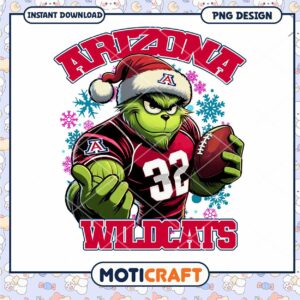 Arizona Wildcats Grinch Football PNG Design Download