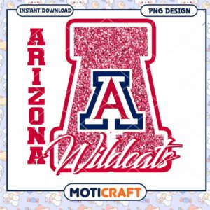 Arizona Wildcats Glitter PNG Design for Instant Download