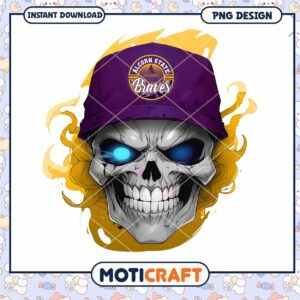 Alcorn State Braves Skull PNG Instant Download Design