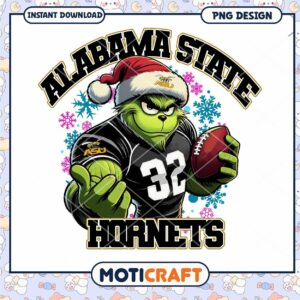 Alabama State Hornets Football Grinch PNG Design Download