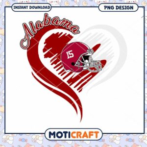 Alabama Heart Design Football Helmet PNG Download