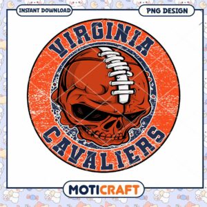 Virginia Cavaliers Skull PNG Design