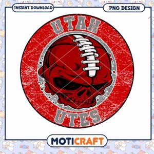 Utah Utes Skull Football PNG Design