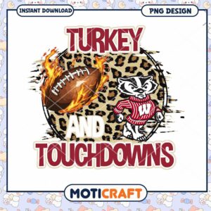 Turkey and Touchdowns PNG Design for Instant Download