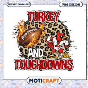 Turkey and Touchdowns Football Themed PNG Design Download