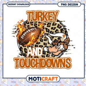 Turkey and Touchdowns Football PNG Instant Download Design