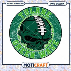 Tulane Green Wave Skull PNG Design