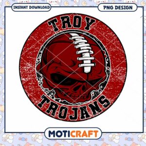 Troy Trojans Skull Football PNG Design