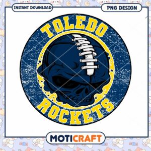 Toledo Rockets Skull PNG Design Instant Download