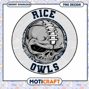 Rice Owls Skull Football PNG Design