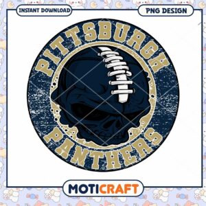 Pittsburgh Panthers Skull PNG Design