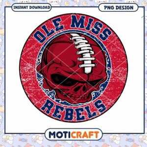 Ole Miss Rebels Skull PNG Design