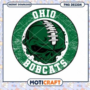 Ohio Bobcats Skull PNG Design