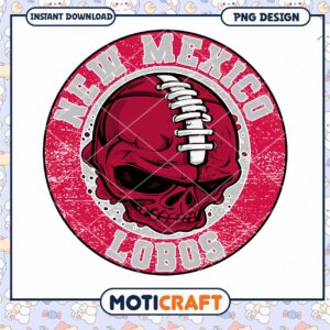 New Mexico Lobos Skull PNG Design