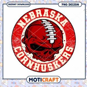 Nebraska Cornhuskers Skull PNG Design