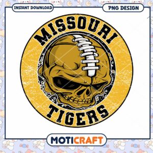 Missouri Tigers Skull PNG Design