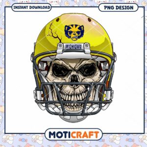 Michigan Wolverines Skull Football Helmet PNG