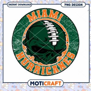 Miami Hurricanes Skull PNG Design