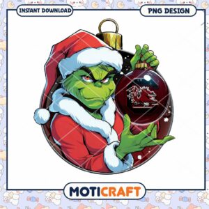 Grinch Santa Ornament PNG Design for Holiday Decor