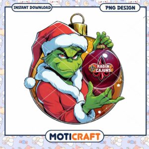 Grinch Ragin Cajuns Christmas Ornament PNG
