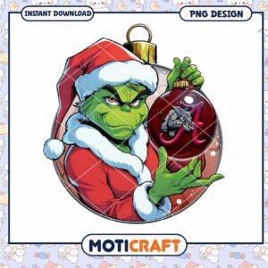 Grinch Holiday PNG Design with Ornament for Instant Download