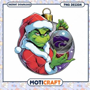 Grinch Holiday PNG Design with Ornament Graphic Download
