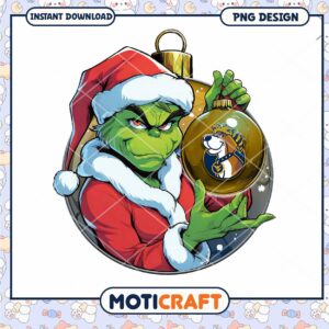 Grinch Holding Ornament Christmas PNG Download Design