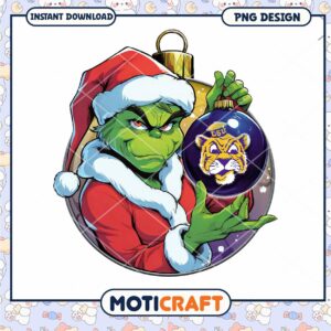 Grinch Holding LSU Ornament PNG Holiday Design Download