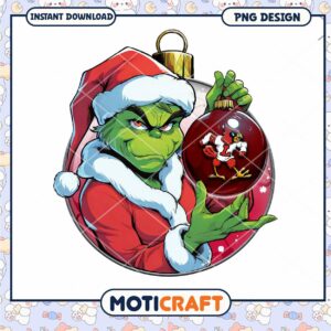 Grinch Christmas Ornament PNG Graphic Downloadable Design