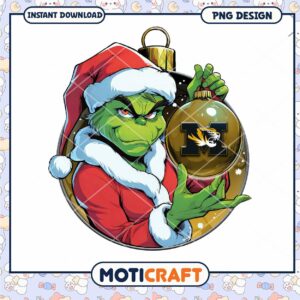 Grinch Christmas Ornament PNG Design for Instant Download