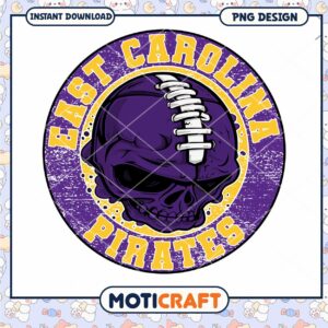 East Carolina Pirates Skull PNG Design